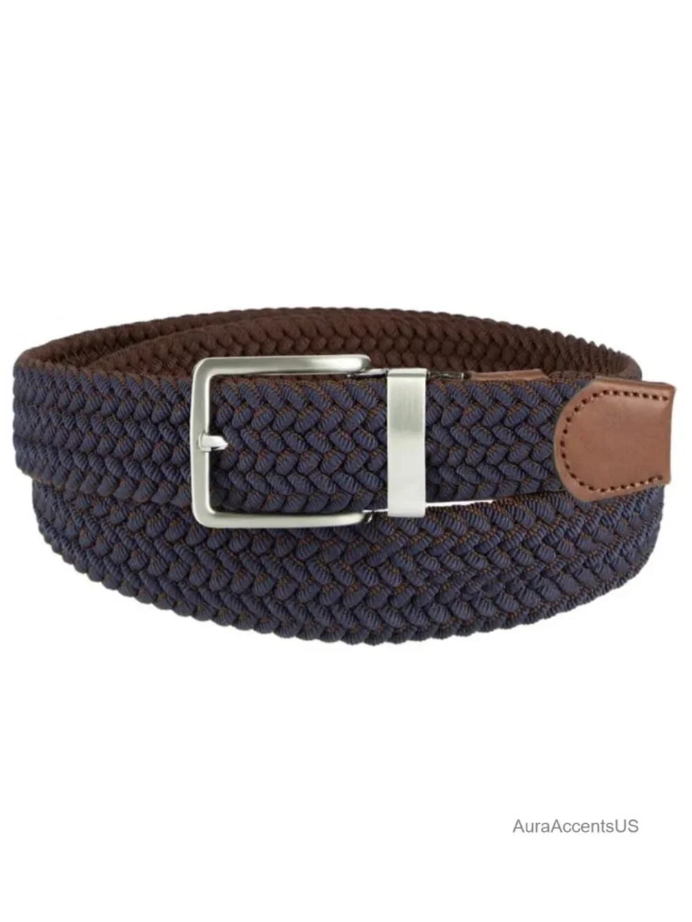 Men's Stretch Braided Reversible Belt Two-in-One Casual Belt